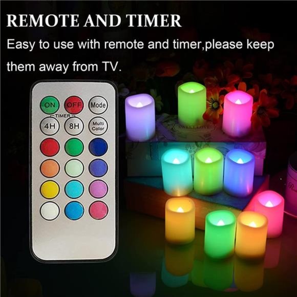 Colored Flameless Candles with Timer and Remote Control Color Changing Led - Picture 4 of 6